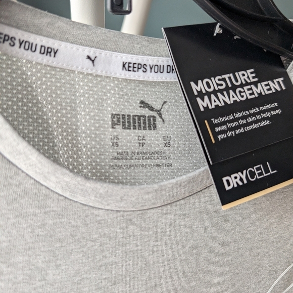 162.Nwt Puma Heather Gray Tee with Logo - Picture 2 of 2